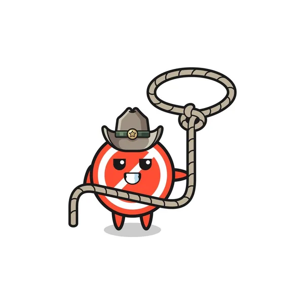 Stop Sign Cowboy Lasso Rope Cute Design —  Vetores de Stock