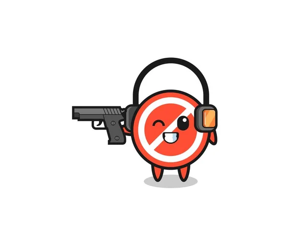 Illustration Stop Sign Cartoon Doing Shooting Range Cute Design —  Vetores de Stock