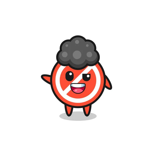 Stop Sign Character Afro Boy Cute Design — Image vectorielle