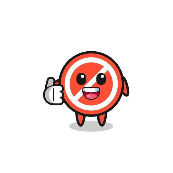 Stop Sign Mascot Doing Thumbs Gesture Cute Design — Stockvector