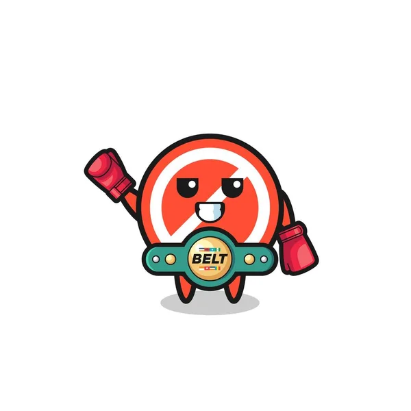 Stop Sign Boxer Mascot Character Cute Design — Stock Vector