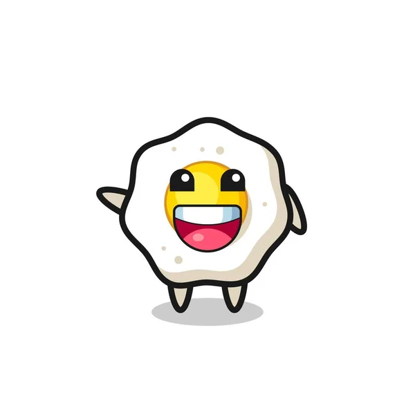 Happy Fried Egg Cute Mascot Character Cute Design — стоковый вектор