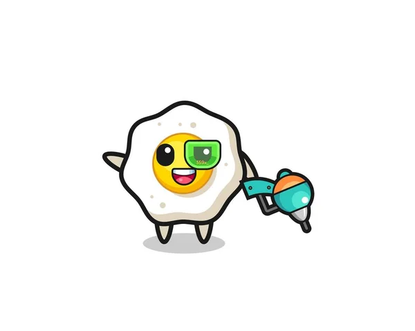 Fried Egg Cartoon Future Warrior Mascot Cute Design — Vetor de Stock