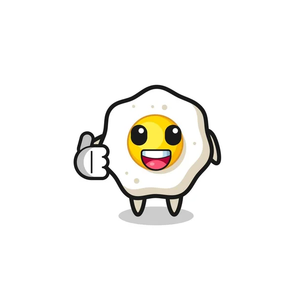 Fried Egg Mascot Doing Thumbs Gesture Cute Design — Stock Vector