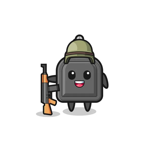 Cute Car Key Mascot Soldier Cute Design — Stockový vektor