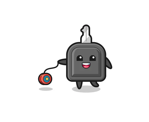 Cartoon Cute Car Key Playing Yoyo Cute Design — Image vectorielle