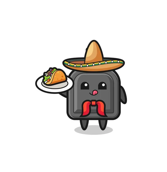 Car Key Mexican Chef Mascot Holding Taco Cute Design — Stock vektor