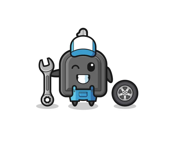 Personaje Clave Del Coche Como Mascota Mecánica Lindo Diseño — Vector de stock