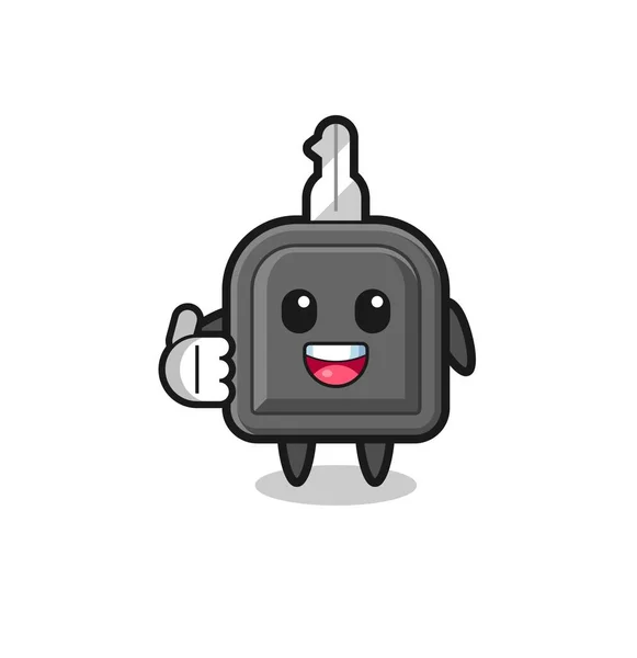 Car Key Mascot Doing Thumbs Gesture Cute Design — Stock Vector