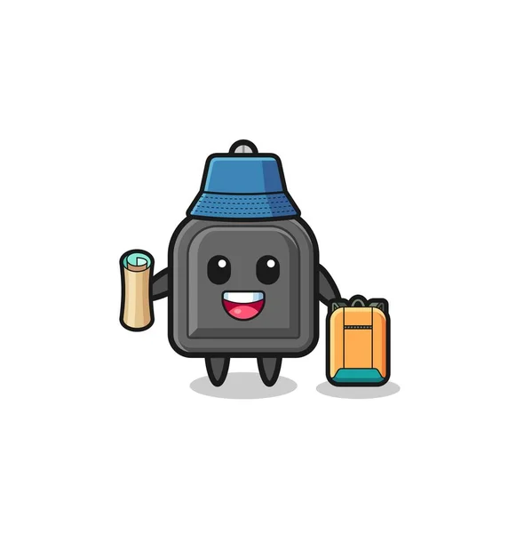 Car Key Mascot Character Hiker Cute Design — Stock vektor