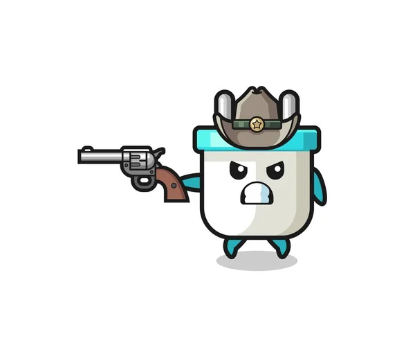Electric Plug Cowboy Shooting Gun Cute Design — Vetor de Stock