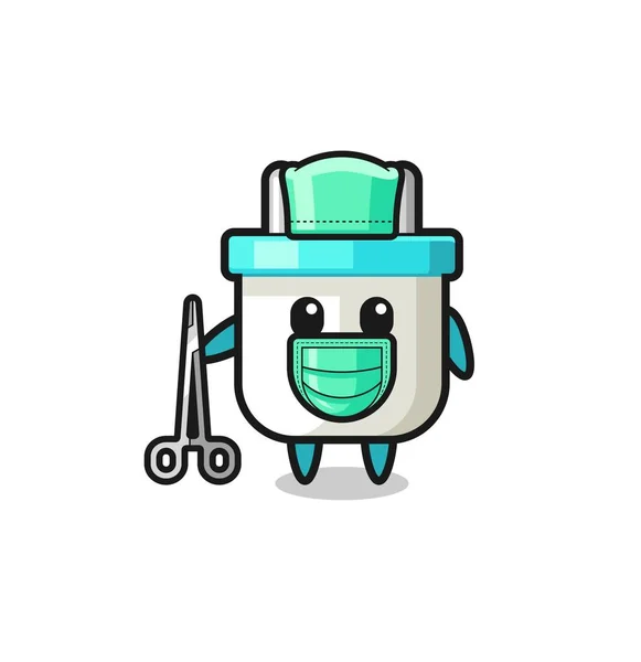 Surgeon Electric Plug Mascot Character Cute Design — Stockvektor