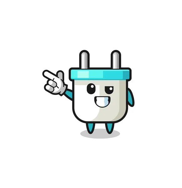 Electric Plug Mascot Pointing Top Left Cute Design — Wektor stockowy