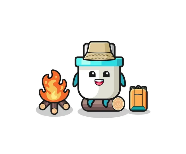 Camping Illustration Electric Plug Cartoon Cute Design — Stok Vektör