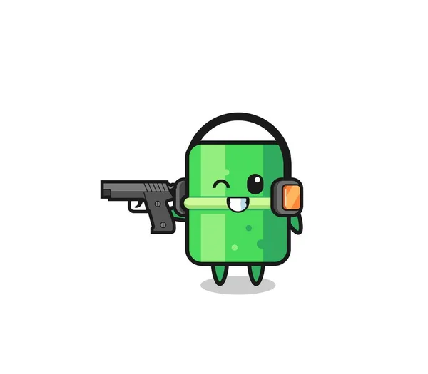 Illustration Bamboo Cartoon Doing Shooting Range Cute Design — Stockvektor