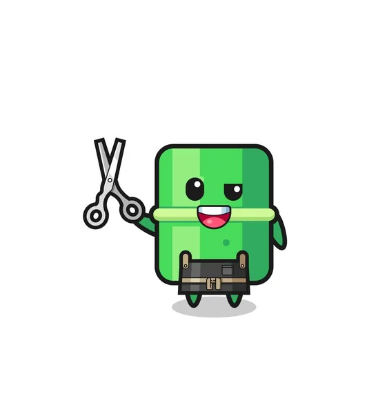 Bamboo Character Barbershop Mascot Cute Design — Stock vektor
