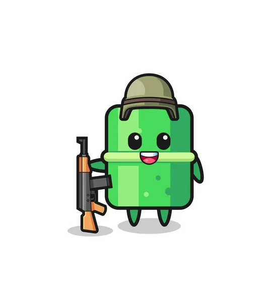 Cute Bamboo Mascot Soldier Cute Design — Stock Vector