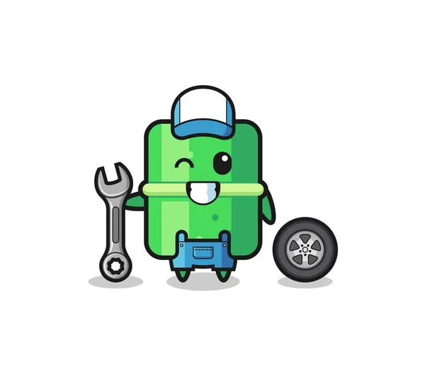 Bamboo Character Mechanic Mascot Cute Design — Stockový vektor