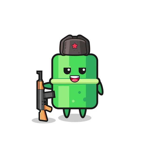 Cute Bamboo Cartoon Russian Army Cute Design — 图库矢量图片