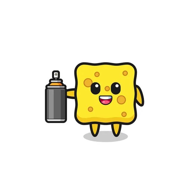 Cute Sponge Graffiti Bomber Cute Design — Vetor de Stock