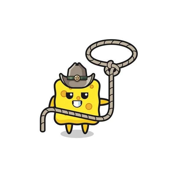 Sponge Cowboy Lasso Rope Cute Design — Vetor de Stock