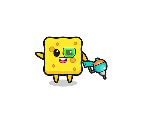Sponge Cartoon Future Warrior Mascot Cute Design — Vetor de Stock