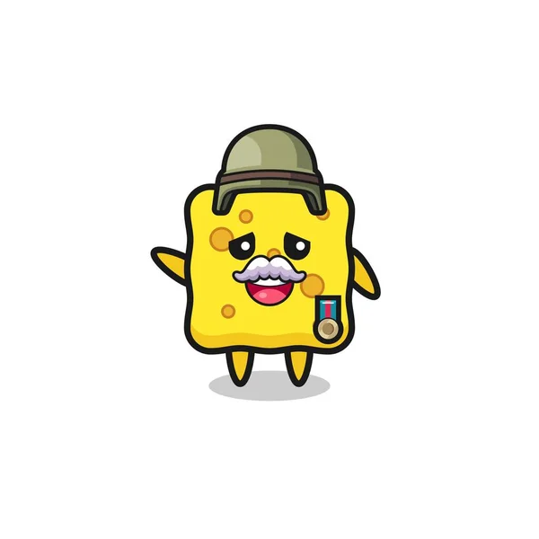 Cute Sponge Veteran Cartoon Cute Design — Vector de stock