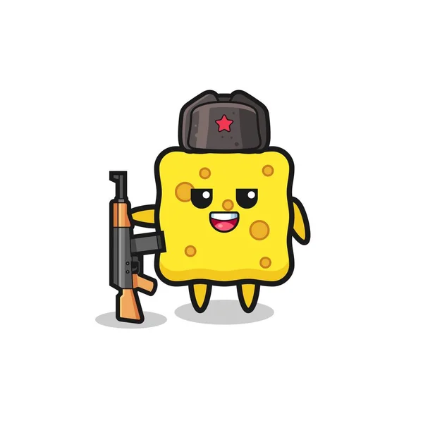 Cute Sponge Cartoon Russian Army Cute Design — Stockvector