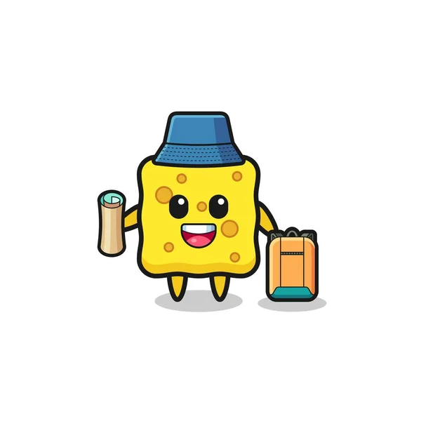 Sponge Mascot Character Hiker Cute Design — 图库矢量图片