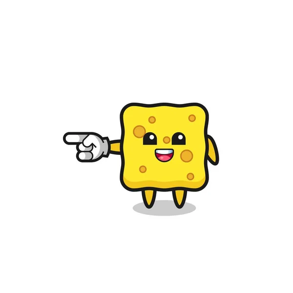 Sponge Cartoon Pointing Left Gesture Cute Design — Stock Vector