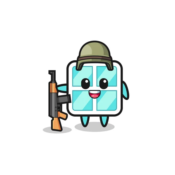 Cute Window Mascot Soldier Cute Design — Stockvektor