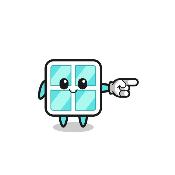 Window Mascot Pointing Right Gesture Cute Design — 스톡 벡터