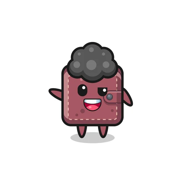 Leather Wallet Character Afro Boy Cute Design — Wektor stockowy