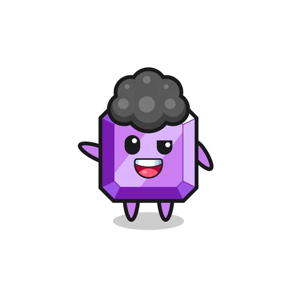 Purple Gemstone Character Afro Boy Cute Design — Archivo Imágenes Vectoriales