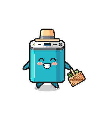 power bank herbalist character searching a herbal , cute design