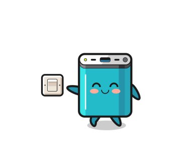 cartoon power bank is turning off light , cute design