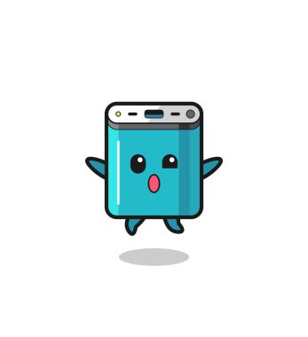 power bank character is jumping gesture , cute design