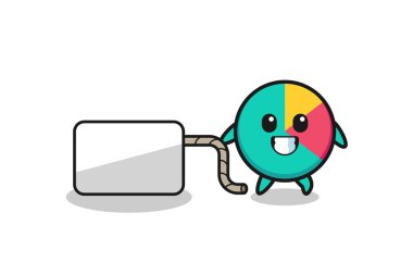 chart cartoon is pulling a banner , cute design
