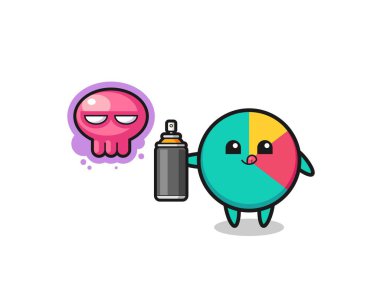 chart cartoon make a graffiti with a spray paint , cute design