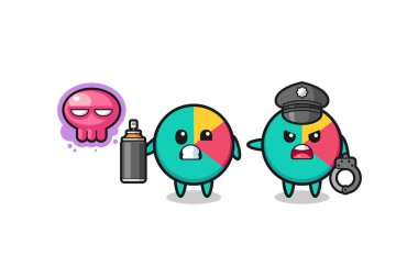 chart cartoon doing vandalism and caught by the police , cute design