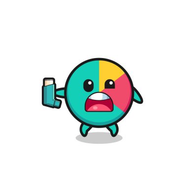 chart mascot having asthma while holding the inhaler , cute design