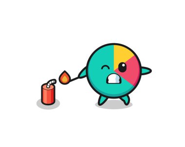 chart mascot illustration playing firecracker , cute design