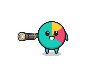 chart mascot holding flashlight , cute design