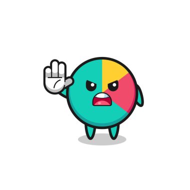 chart character doing stop gesture , cute design