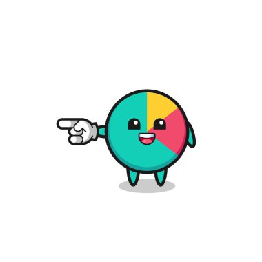 chart cartoon with pointing left gesture , cute design