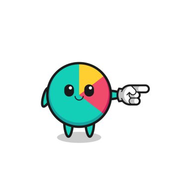 chart mascot with pointing right gesture , cute design