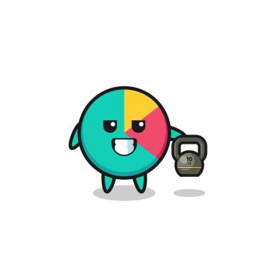 chart mascot lifting kettlebell in the gym , cute design