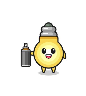 the cute light bulb as a graffiti bomber , cute design