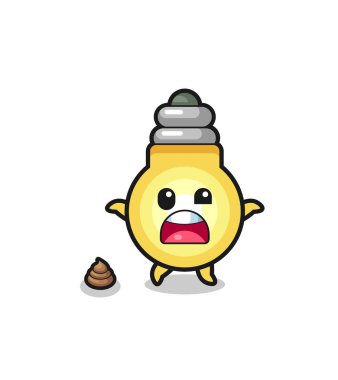 light bulb earth surprised to meet poop , cute design