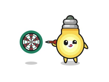 cute light bulb is playing dart , cute design